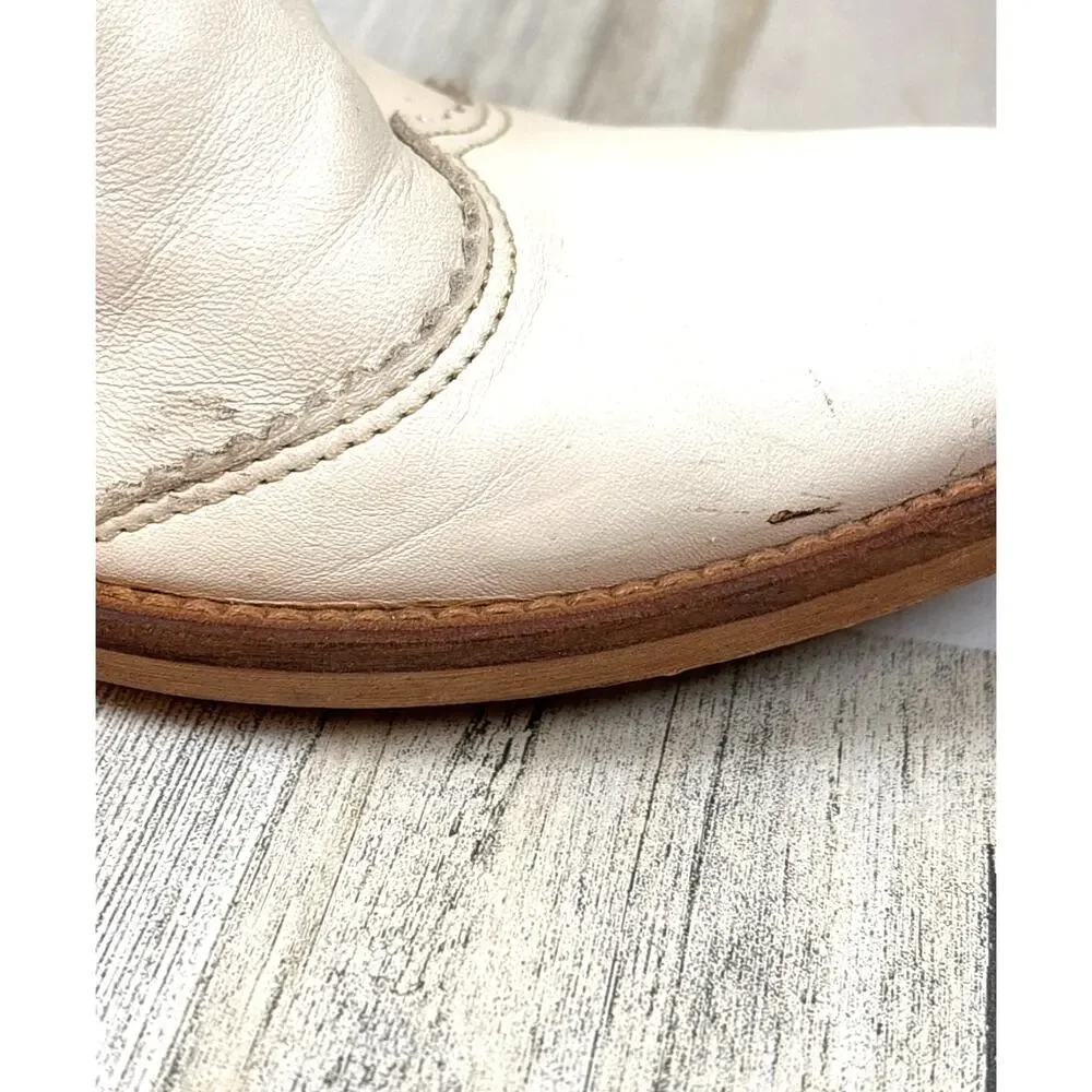 FRU.IT Cream Leather Cut Out Western Calf Boots Womens 40 Vintage Italy Designer